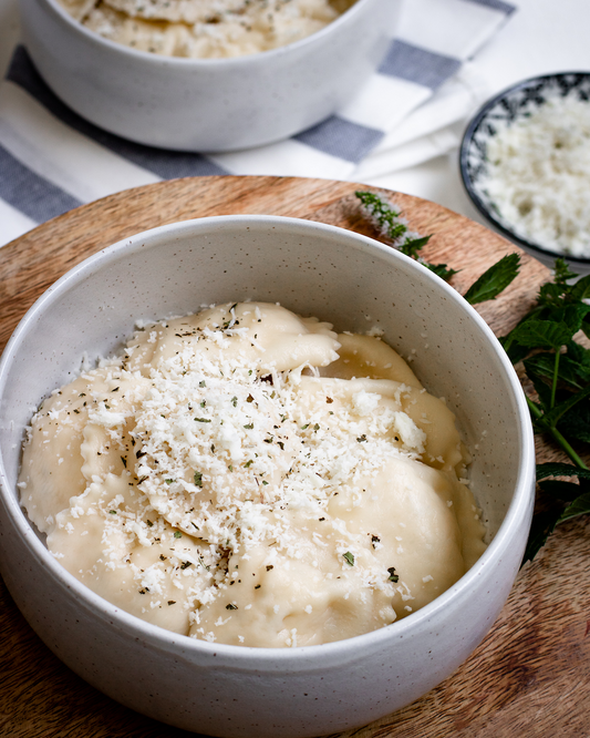 Cypriot ravioli with halloumi