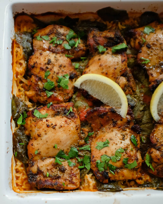 Greek Chicken And Rice Tray Bake