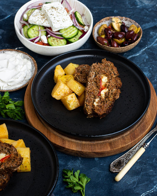 Meatloaf With Saganaki And Roasted Capsicum