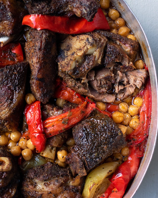 Slow Cooked Lamb With Chickpeas And Capsicum